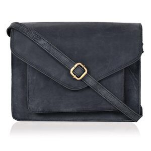 5386 Leather Flapover Crossbody Handbag Purse with Adjustable Strap &